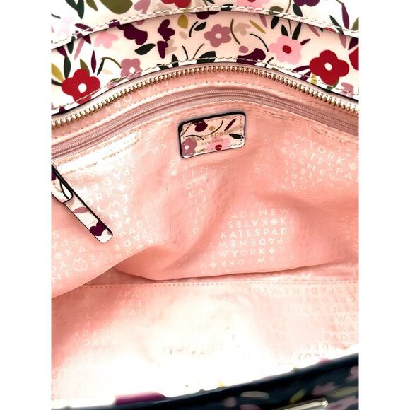 Kate Spade Floral Tote Bag Large Laurel Way Dally Boho Faux Leather Zip Shoulder - Picture 11 of 12